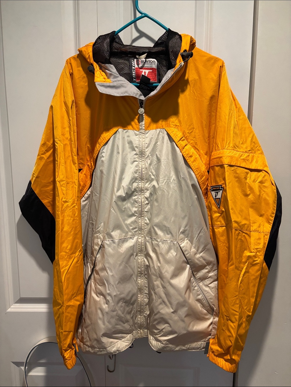 Burton Men’s Yellow and Cream Colorblock Hooded Jacket
